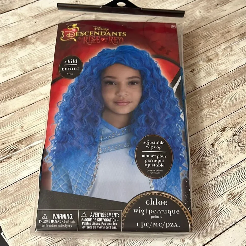 DESCENDANTS 4 The Rise of Red CHLOE WIG Child Blue Curly Hair Girls' Costume NWT